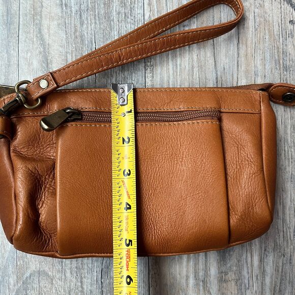 Le Donne Wristlet Leather Brown Vintage Neautral Minimalist Strap Wallet - Picture 6 of 6